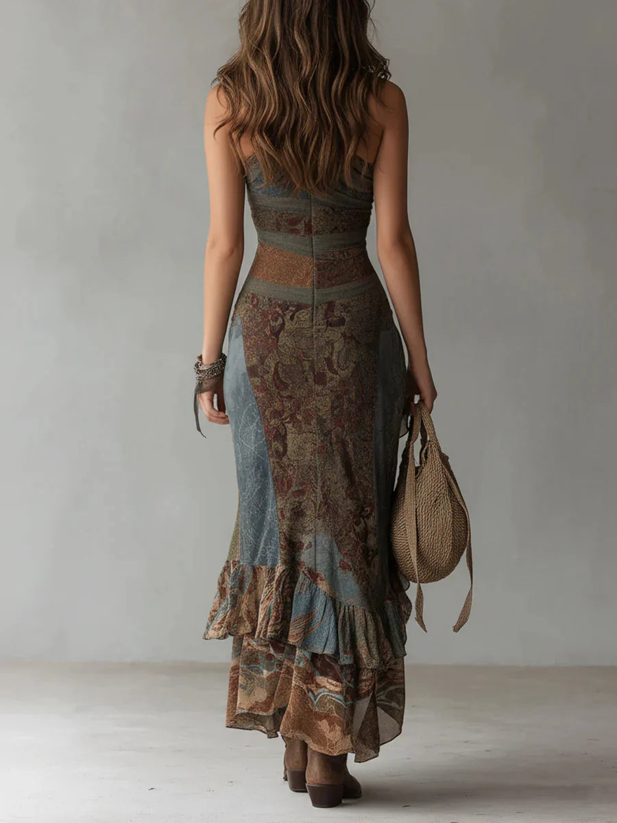 SelenaClers|Vestido largo asimétrico