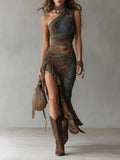 SelenaClers|Vestido largo asimétrico