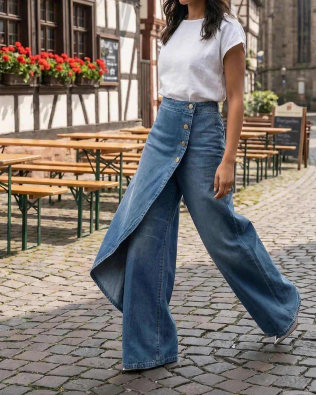 SelenaClers| Pantalones vaqueros cruzados