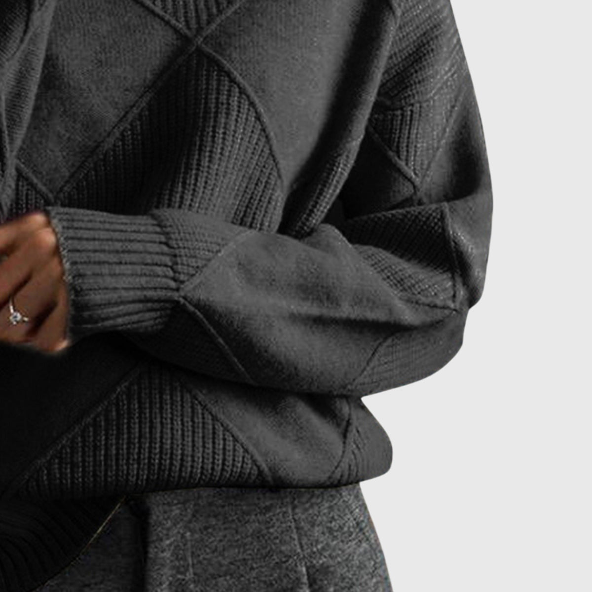 SelenaClers| Jersey de cuello alto con estampado geométrico