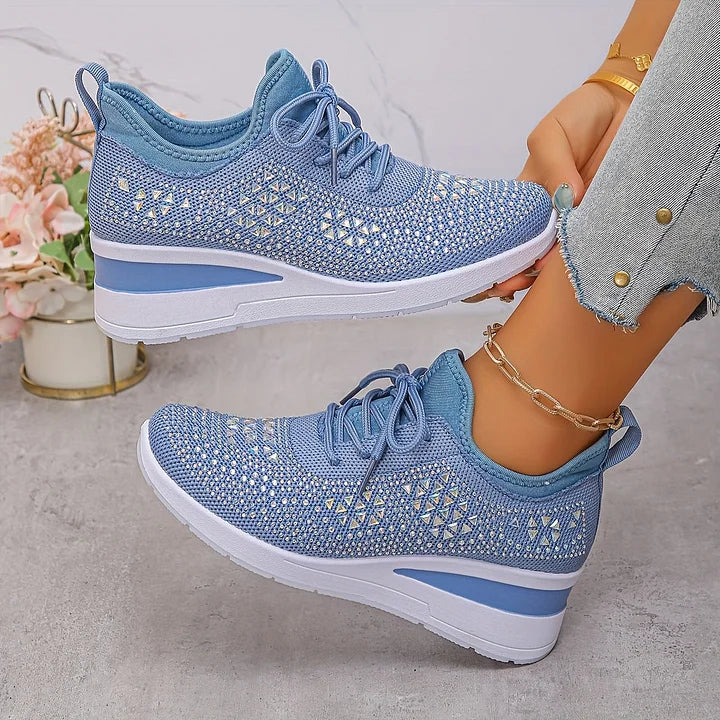 SelenaClers| Zapatillas con tacón de cuña brillante