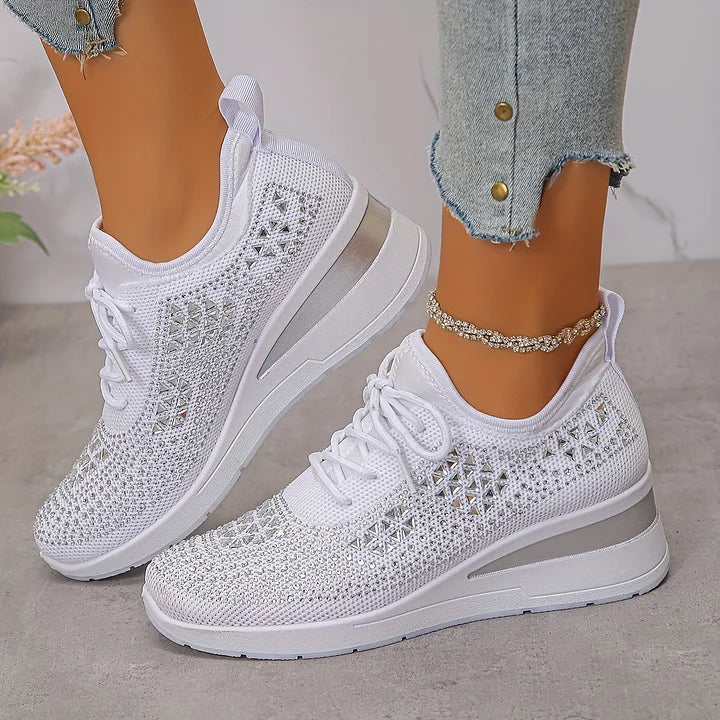 SelenaClers| Zapatillas con tacón de cuña brillante