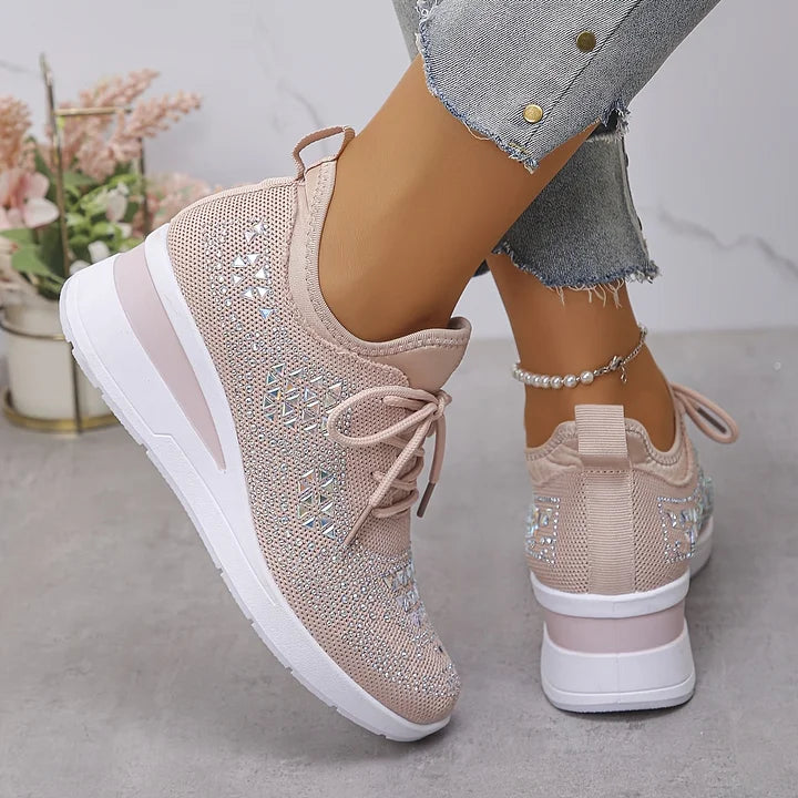 SelenaClers| Zapatillas con tacón de cuña brillante