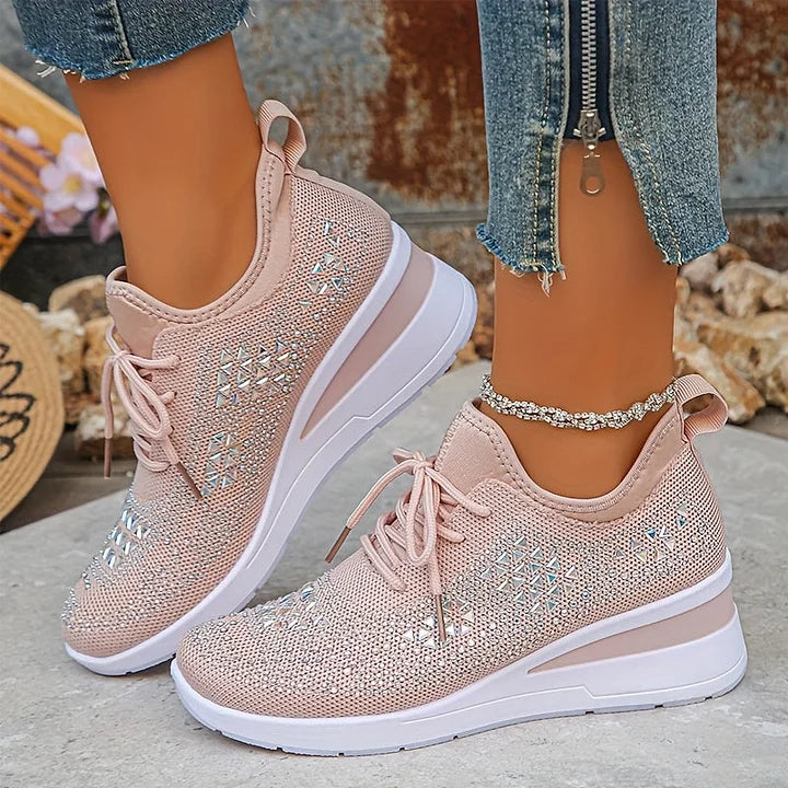 SelenaClers| Zapatillas con tacón de cuña brillante