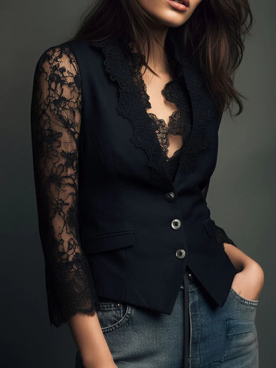 SelenaClers | Blazer Negro con Encaje