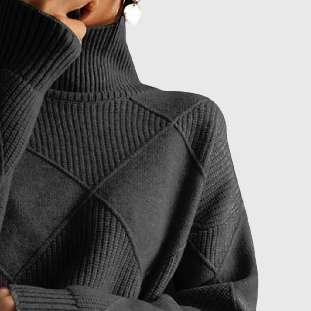 SelenaClers| Jersey de cuello alto con estampado geométrico