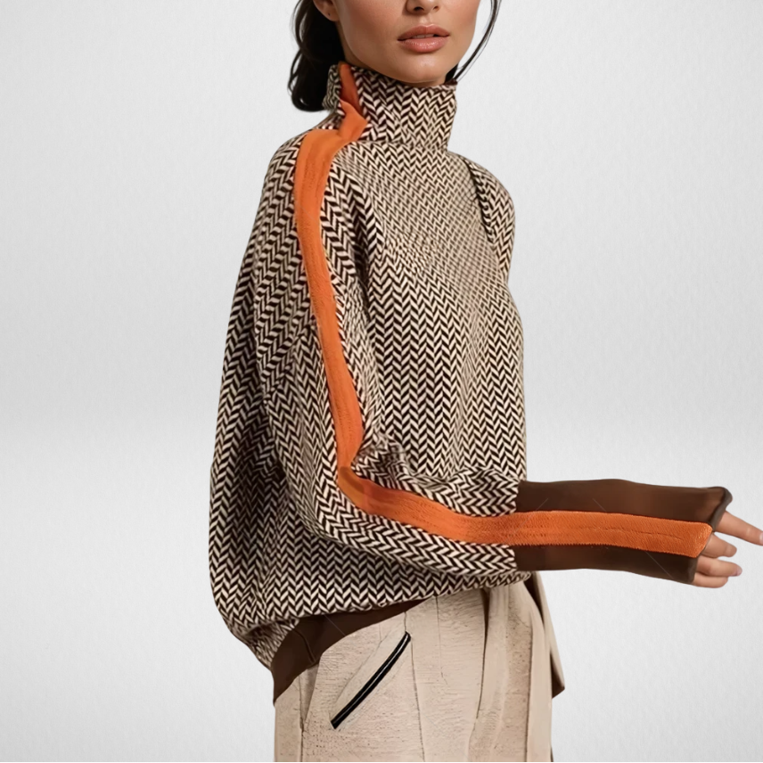 SelenaClers| Jersey de cuello alto con rayas en contraste