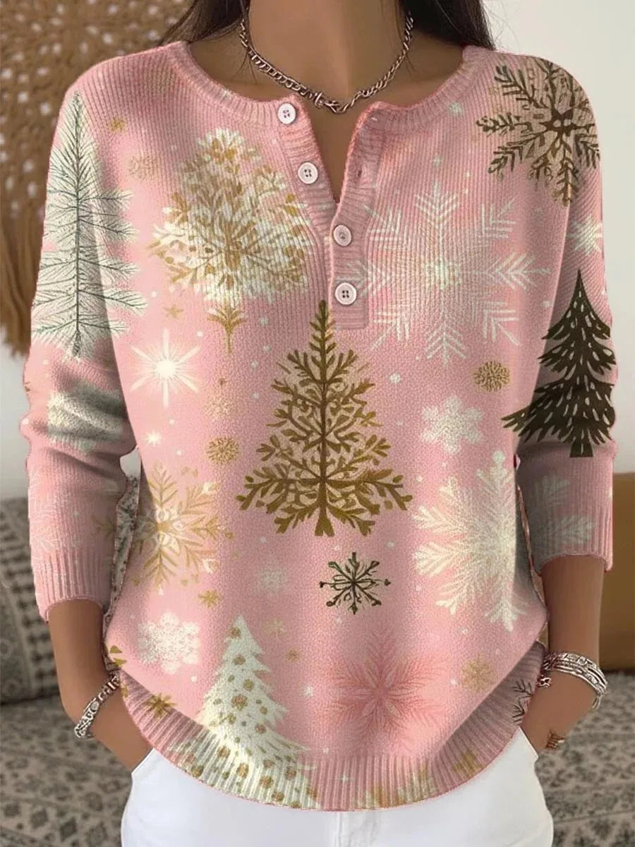 SelenaClers| Jersey navideño cálido con estampado festivo