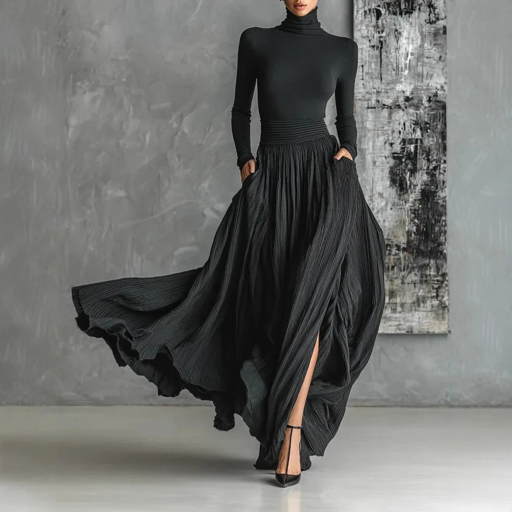 SelenaClers| Vestido largo negro elegante