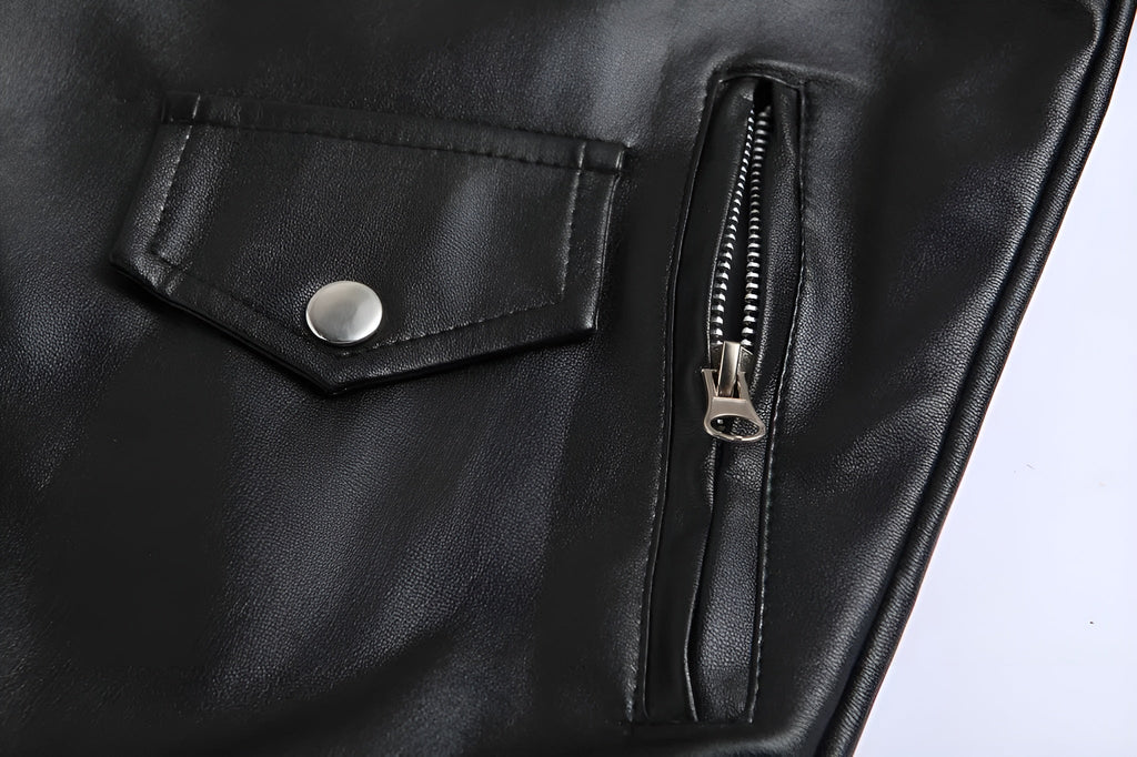 SelenaClers | Chaqueta clásica de cuero estilo motero