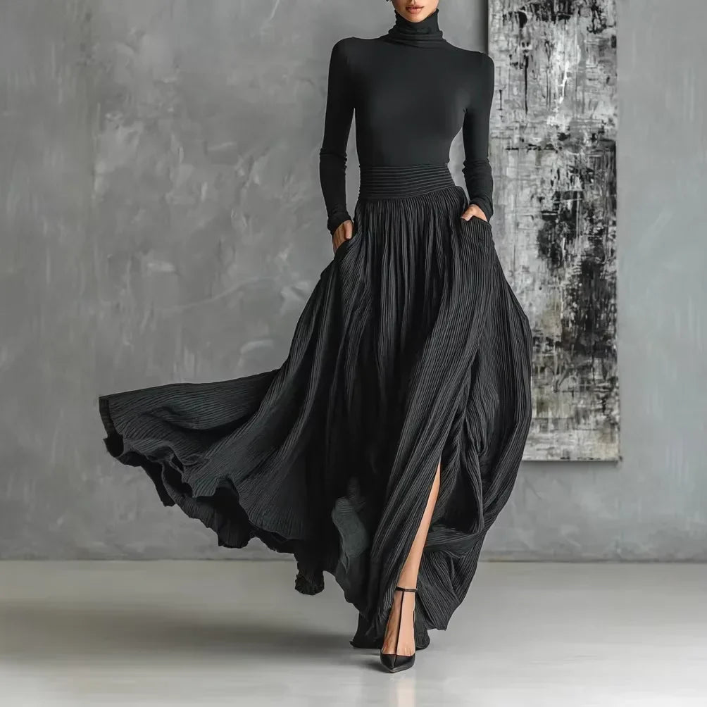 SelenaClers| Vestido largo negro elegante