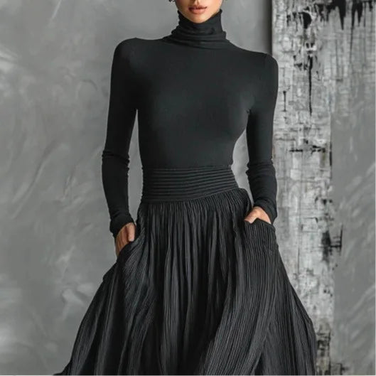 SelenaClers| Vestido largo negro elegante