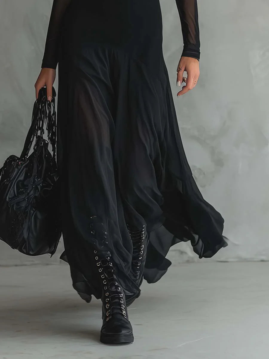SelenaClers | Vestido largo holgado de tul negro