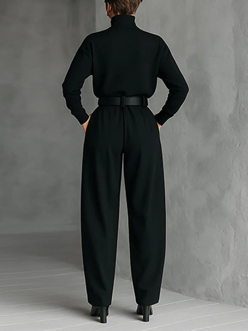 SelenaClers|  Conjunto de jersey de cuello alto y pantalón recto