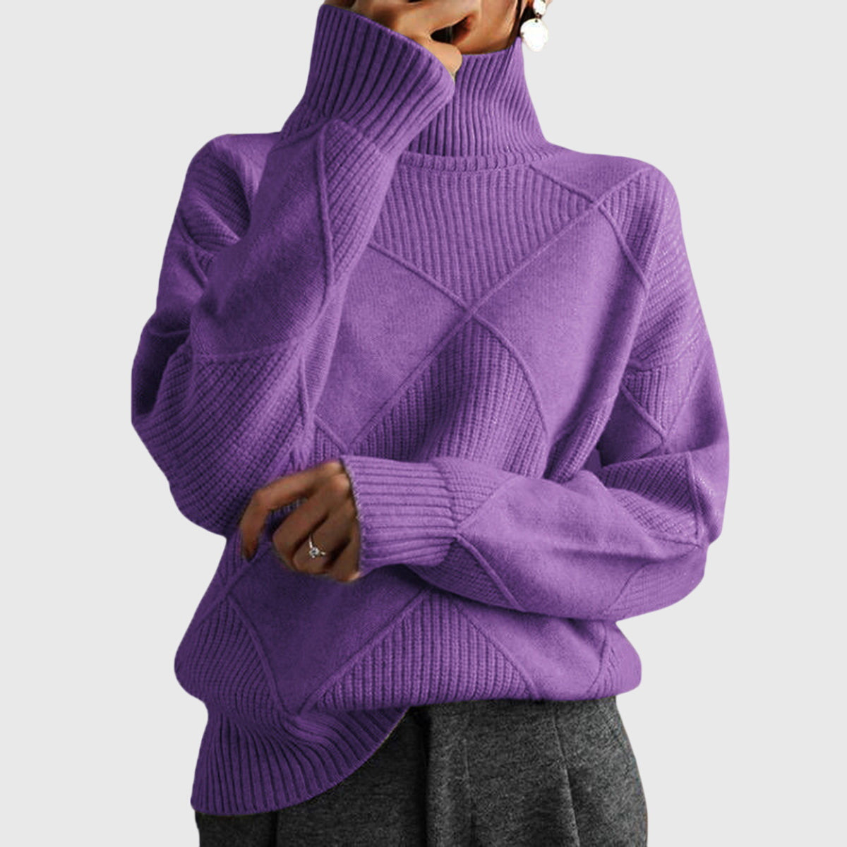 SelenaClers| Jersey de cuello alto con estampado geométrico