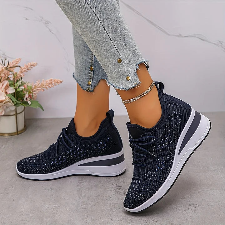 SelenaClers| Zapatillas con tacón de cuña brillante