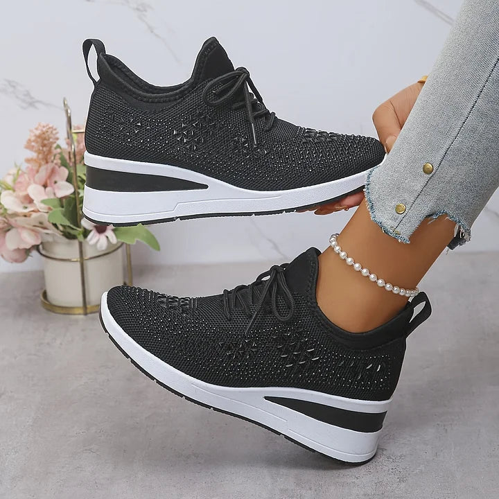 SelenaClers| Zapatillas con tacón de cuña brillante