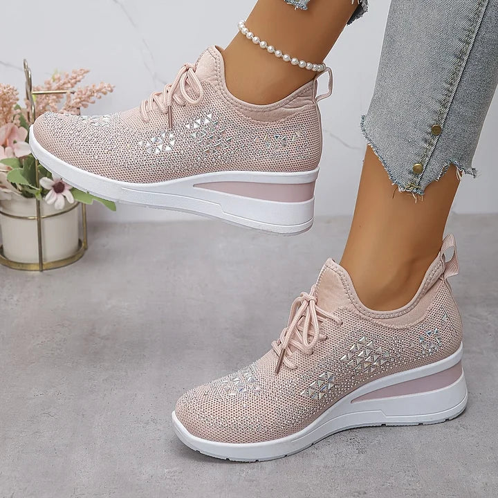 SelenaClers| Zapatillas con tacón de cuña brillante