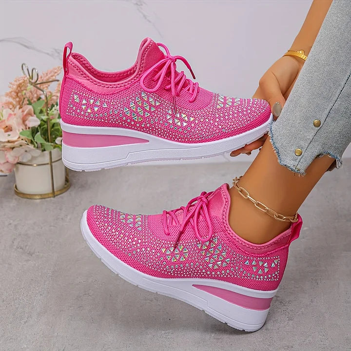 SelenaClers| Zapatillas con tacón de cuña brillante