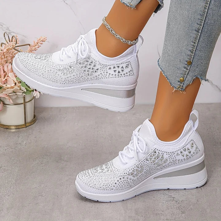 SelenaClers| Zapatillas con tacón de cuña brillante