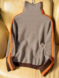 SelenaClers| Jersey de cuello alto con rayas en contraste