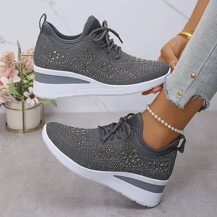 SelenaClers| Zapatillas con tacón de cuña brillante