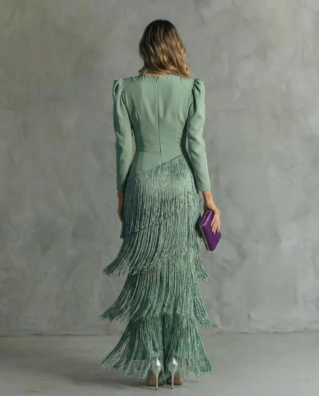 SelenaClers | Vestido elegante con mangas de flecos