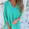 SelenaClers| Top cómodo con cuello en V y corte holgado