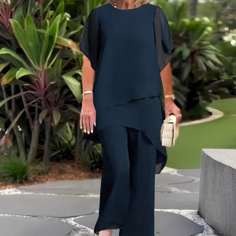 SelenaClers| Conjunto elegante de top y pantalón asimétrico