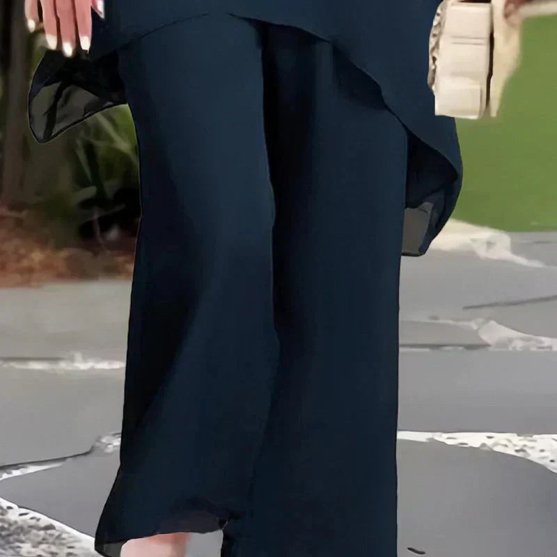 SelenaClers| Conjunto elegante de top y pantalón asimétrico