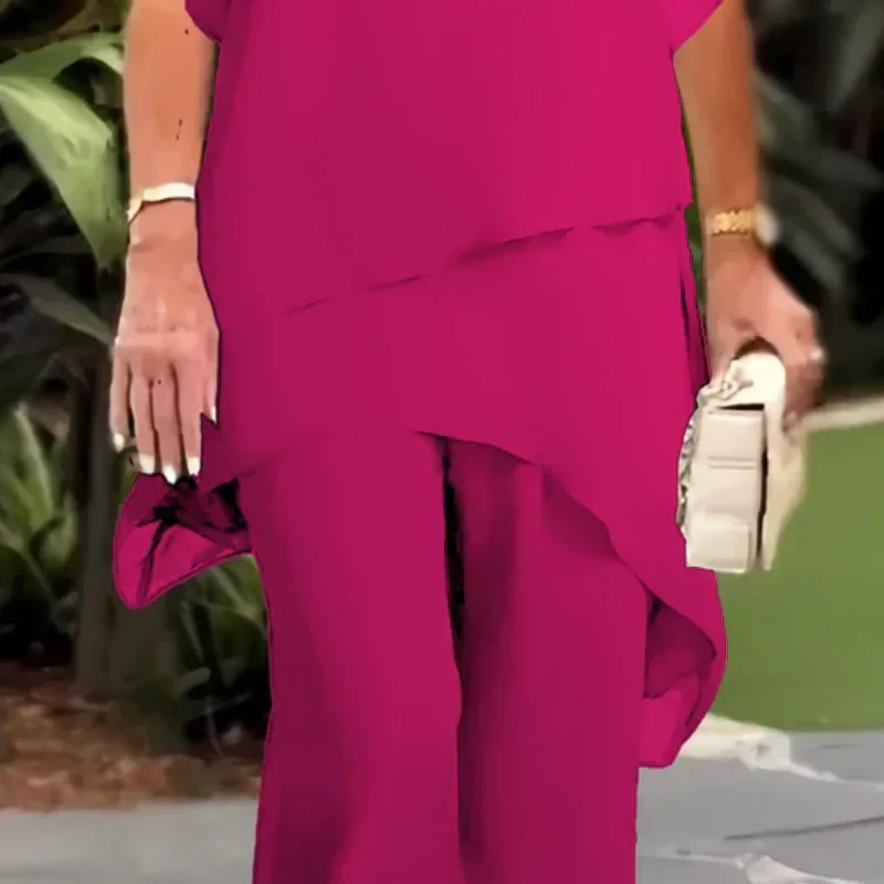 SelenaClers| Conjunto elegante de top y pantalón asimétrico